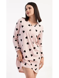 Dámská noční košile s dlouhým rukávem Srdce