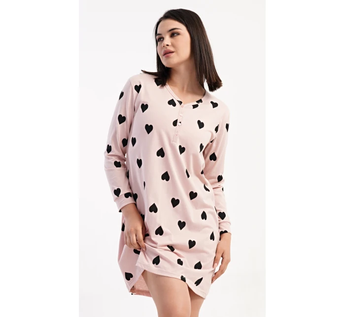 Dámská noční košile s dlouhým rukávem Srdce