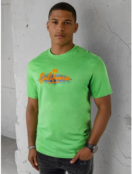 Pánské zelené tričko s potiskem Dstreet RX5373 Pánské zelené tričko s potiskem Dstreet RX5373