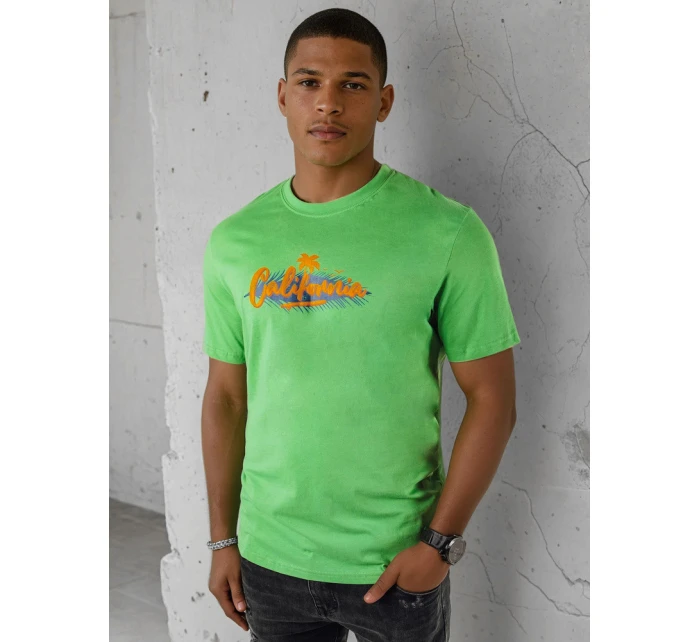 Pánské zelené tričko s potiskem Dstreet RX5373 Pánské zelené tričko s potiskem Dstreet RX5373