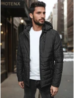 Pánská přechodná prošívaná bunda s kapucí černá FashionStreet TX5003 Pánská přechodná prošívaná bunda s kapucí černá FashionStreet TX5003