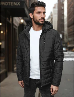 Pánská přechodná prošívaná bunda s kapucí černá FashionStreet TX5003