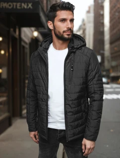 Pánská přechodná prošívaná bunda s kapucí černá FashionStreet TX5003