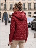 Kurtka damska przejściowa pikowana z kapturem bordowa model 22350614 - FashionStreet