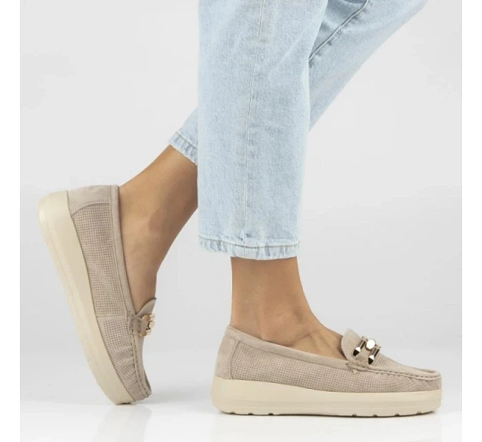 Béžové kožené mokasíny na model 22097362 - FILIPPO Béžové kožené mokasíny na model 22097362 - FILIPPO