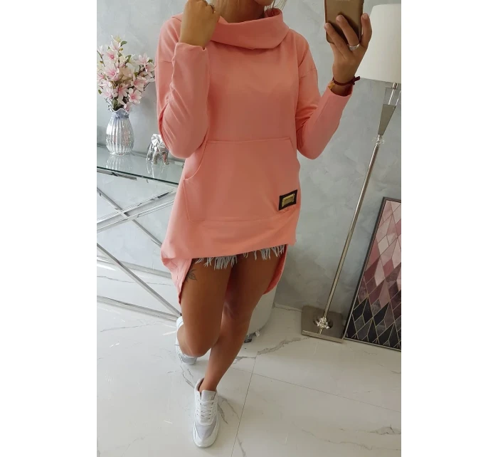 Mikina s dlouhými zády a kapucí meruňková Mikina s dlouhými zády a kapucí meruňková