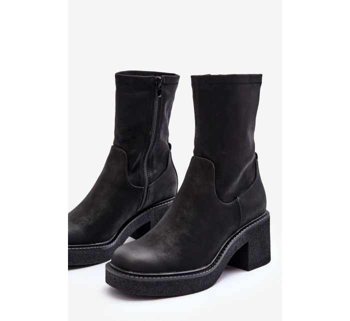 Botky Dámské Na Masivním Podpatku Černé Tozanna