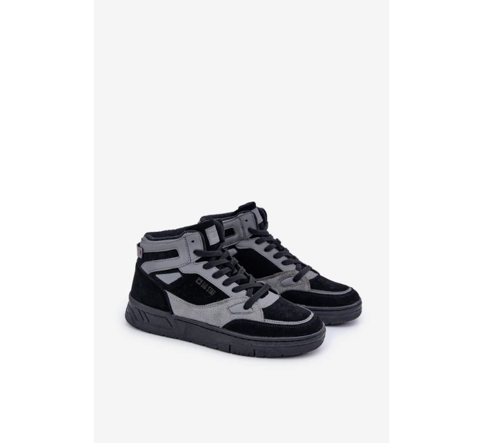 Semišové Pánské Tenisky Big Star OO174303 Hi-Poly System Černo-Šedé