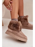 Dámské Sněhule Na Platformě S Kožíškem A Šněrováním Big Star model 21705904 Béžové - Big Star Shoes Dámské Sněhule Na Platformě S Kožíškem A Šněrováním Big Star model 21705904 Béžové - Big Star Shoes