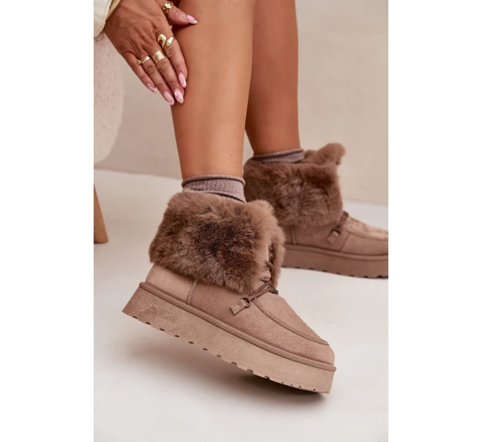 Dámské Sněhule Na Platformě S Kožíškem A Šněrováním Big Star model 21705904 Béžové - Big Star Shoes Dámské Sněhule Na Platformě S Kožíškem A Šněrováním Big Star model 21705904 Béžové - Big Star Shoes