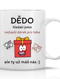 NEJLEPŠÍ DÁREK PRO DĚDU - klasický bílý keramický hrníček 300 ml