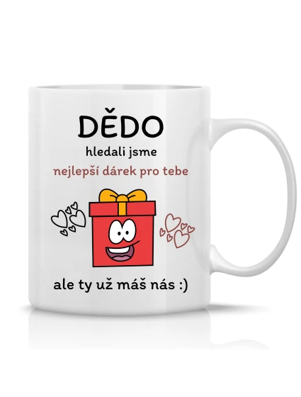 NEJLEPŠÍ DÁREK PRO DĚDU - klasický bílý keramický hrníček 300 ml
