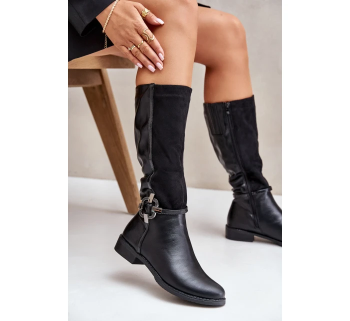 Zateplené kozačky ASA62-112 černé - Jezzi