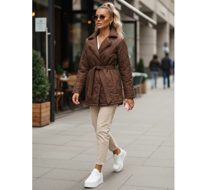 Dámská přechodná bunda s pruhem hnědá FashionStreet TY5586