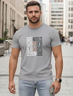 Pánské bavlněné tričko s potiskem revolution grey FashionStreet NX0143R