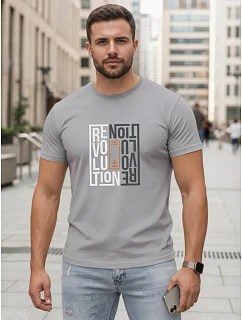 Tshirt męski z nadrukiem szary model 22182643 - FashionStreet