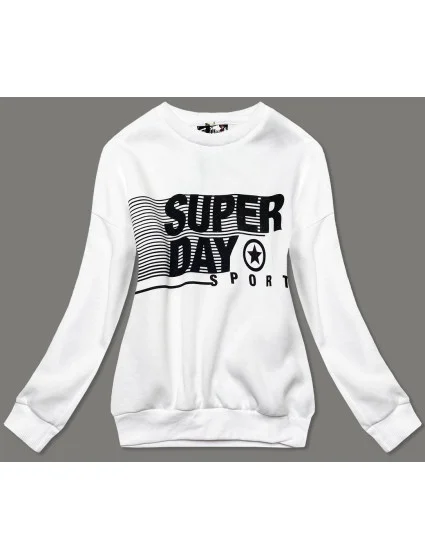 Bílá dámská tepláková mikina s potiskem model 17149343 - J.STYLE