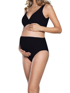 Bavlněné těhotenské kalhotky Mama Maxi černé