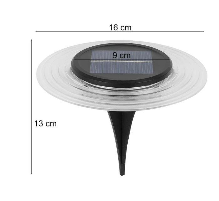 SOLÁRNÍ DISKOVÉ SVĚTLO 28 LED PRO MONTÁŽ NA ZEM NEBO NA STĚNU