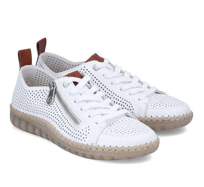 Dámská kožená prolamovaná bílá polobotka Rieker N2405-80