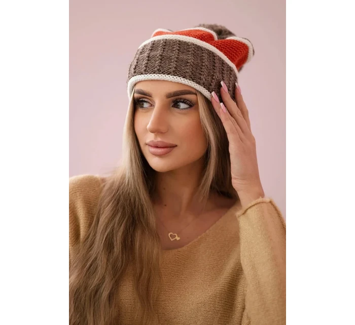 Dámská čepice Kinga K297 cappuccino+rudy Dámská čepice Kinga K297 cappuccino+rudy