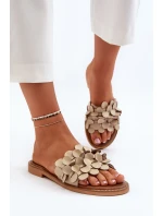 Zazoo 40381 Dámské Kožené Žabky Na Ploché Podrážce Beige