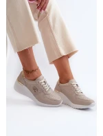 Dámské kožené tenisky na podpatku béžové model 21659717 - S.Barski