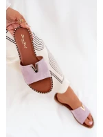 Dámské Sandály Na Plochém Podpatku S Ozdobnými Fialové model 21689075 - Boto Dámské Sandály Na Plochém Podpatku S Ozdobnými Fialové model 21689075 - Boto