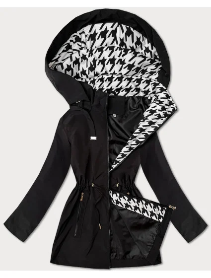 Tenká černá dámská plus size bunda s ozdobnou podšívkou J Style (16M9258-392)