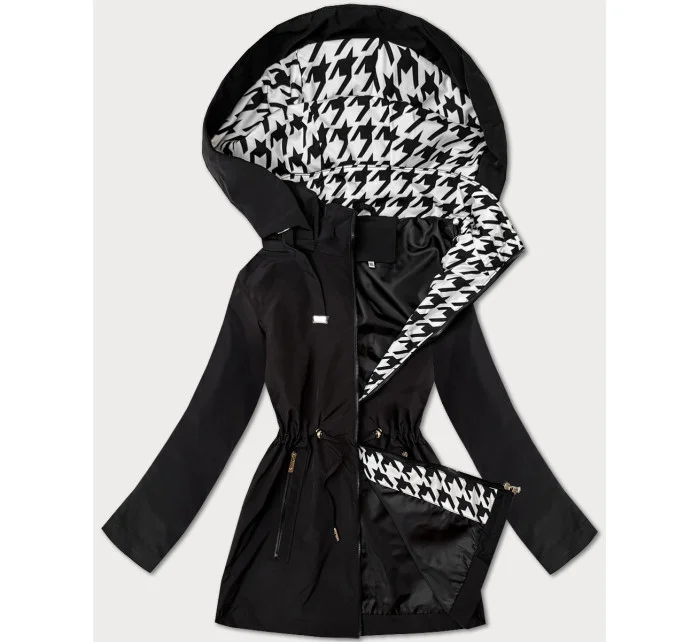 Tenká černá dámská plus size bunda s ozdobnou podšívkou J Style (16M9258-392)