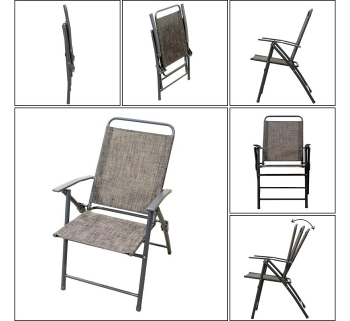 SADA ZAHRADNÍHO NÁBYTKU SYDNEY STŮL 4 ŽIDLE A SLUNEČNÍK ŠEDÁ