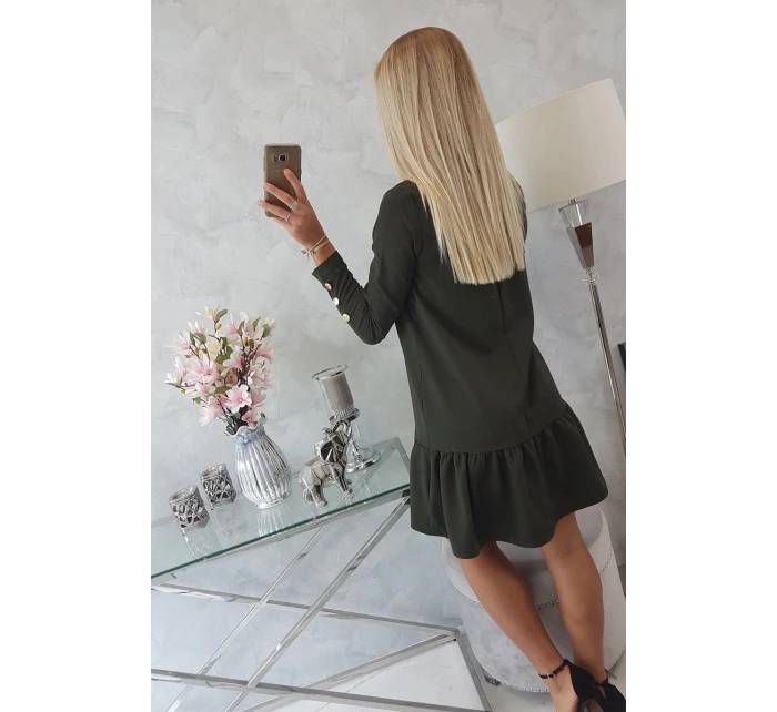 Šaty s khaki volánem