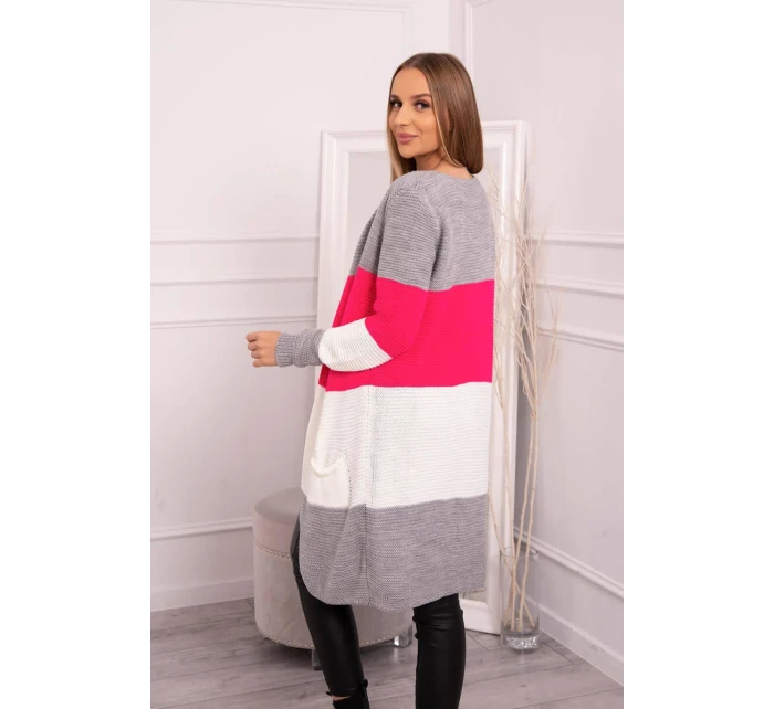 Šedý+malinový pruhovaný svetr Šedý+malinový pruhovaný svetr