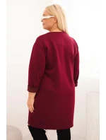 Dámská suknička Plus Size s kapsou a rukávem 3/4 máslová švestková Dámská suknička Plus Size s kapsou a rukávem 3/4 máslová švestková