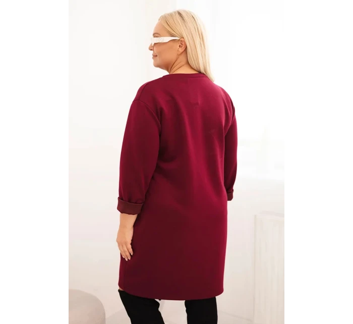 Dámská suknička Plus Size s kapsou a rukávem 3/4 máslová švestková Dámská suknička Plus Size s kapsou a rukávem 3/4 máslová švestková