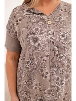 Dámská bavlněná halenka Plus Size s krátkým rukávem a ozdobným knoflíkem fango