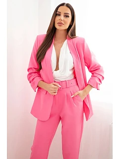 Elegantní komplet saka s kalhotami světle růžový