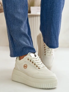 Sneakersy Dámské Sportovní Boty Zateplené Na Masivní Podešvi Béžové Ardiela