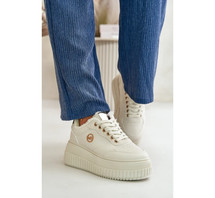 Sneakersy Dámské Sportovní Boty Zateplené Na Masivní Podešvi Béžové Ardiela Sneakersy Dámské Sportovní Boty Zateplené Na Masivní Podešvi Béžové Ardiela