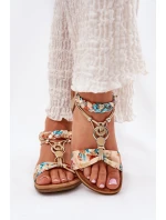 Dámské Ploché Sandály S Pásky A Ozdobou  Zlaté model 21693407 - Artiker