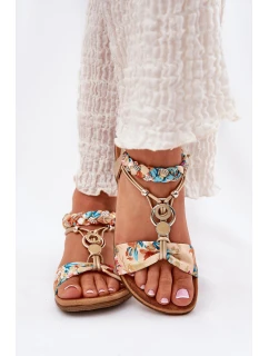 Dámské Ploché Sandály S Pásky A Ozdobou  Zlaté model 21693407 - Artiker
