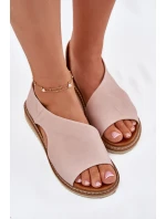 Dámské kožené sandály model 21698423 Světle růžové - Artiker Dámské kožené sandály model 21698423 Světle růžové - Artiker