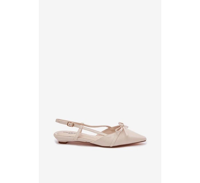 Dámské sandály z imitace kůže na nízkém podpatku světle béžové Jelmera