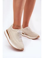 Dámské kožené tenisky na platformě Big Star – béžové Dámské kožené tenisky na platformě Big Star – béžové