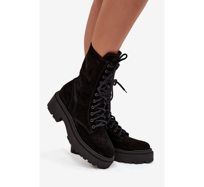 Dámské zateplené workery z pravého semiše Zazoo - černé Dámské zateplené workery z pravého semiše Zazoo - černé