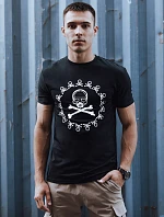 Pánské bavlněné tričko s potiskem černé FashionStreet RX5580