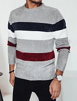 Pánský pruhovaný šedý svetr FashionStreet WX2241