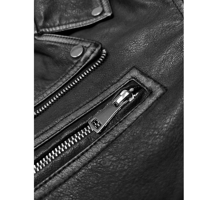 Černá vintage bunda ramoneska s opaskem J Style (11Z8125)