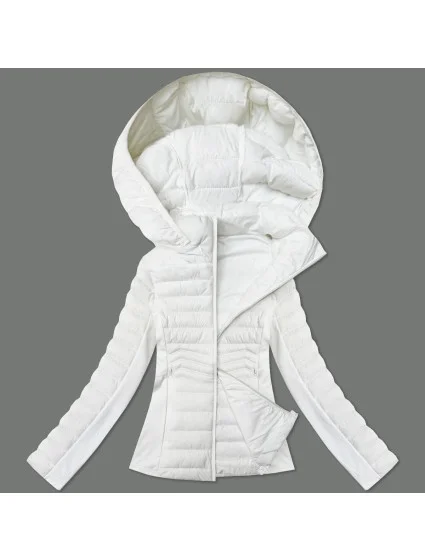 Bílá dámská bunda z různých spojených materiálů model 21005374 - J.STYLE Bílá dámská bunda z různých spojených materiálů model 21005374 - J.STYLE