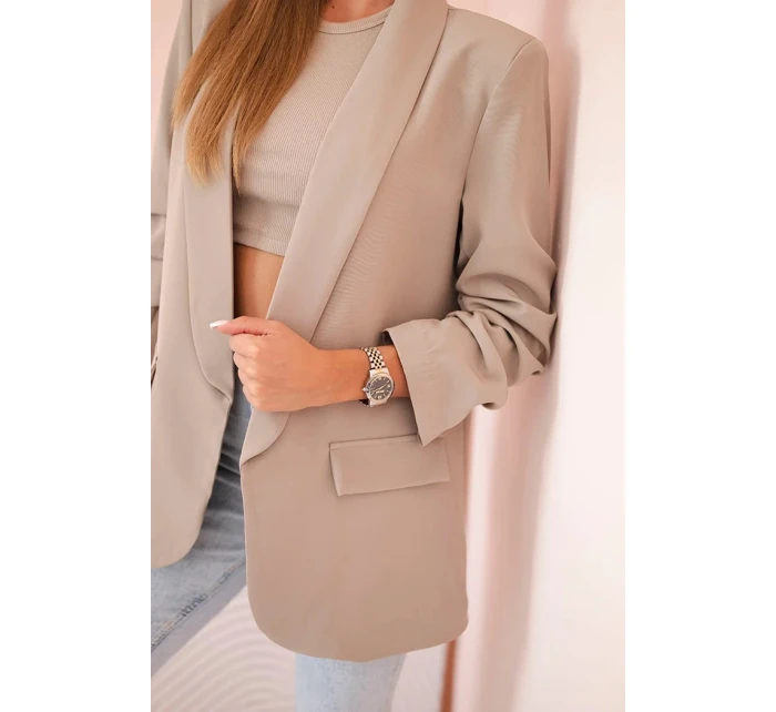 Sako s klopami elegantní tmavě béžové Sako s klopami elegantní tmavě béžové